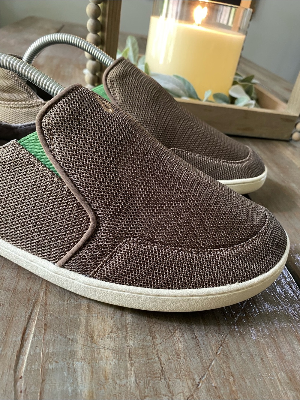 OluKai Nohea Mesh Shoes Slip on Loafers Mustang Lime Peel Mens 8.5 - Picture 7 of 16